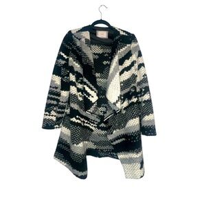 Guest Editor Wool Blend Open Front Print Cardigan Sweater Size Small